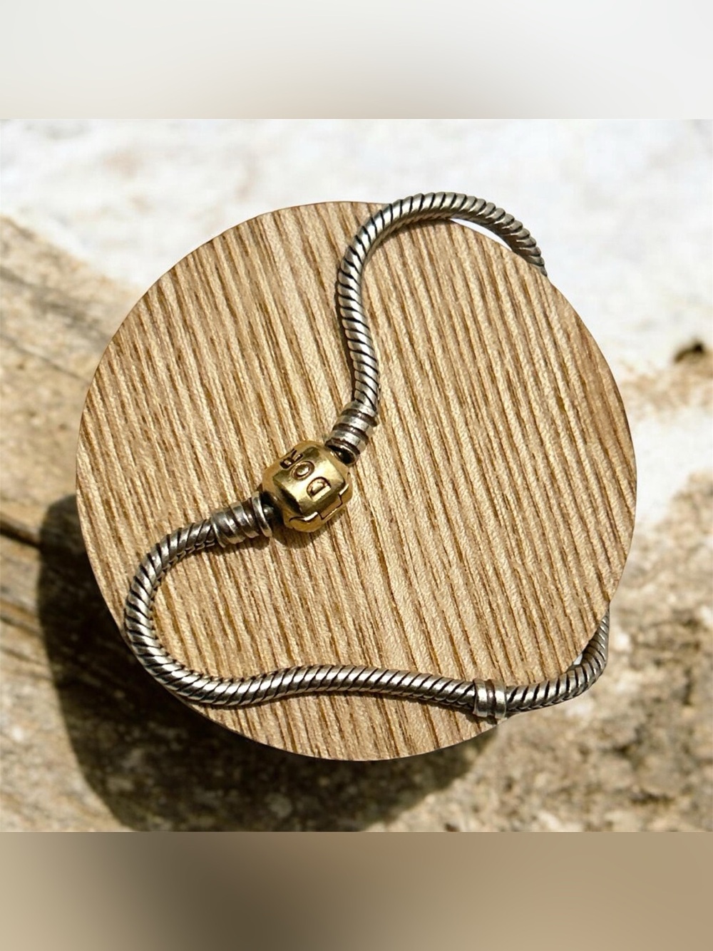 PANDORA Sterling Silver Bracelet with 14K Gold Pandora Snap Clasp, 585 ALE